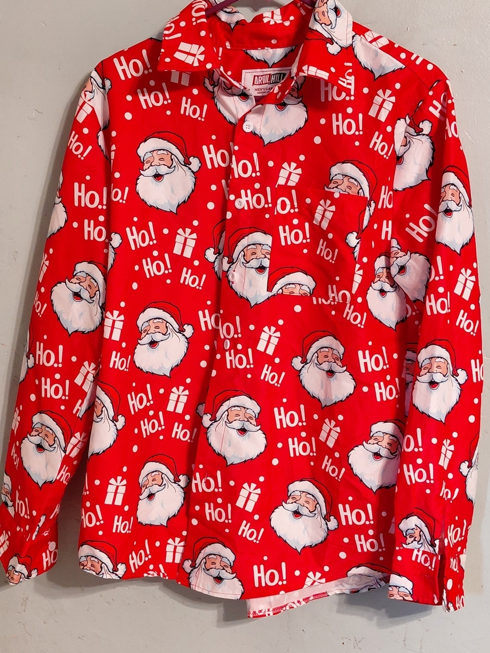 Men Red Santa Print Top